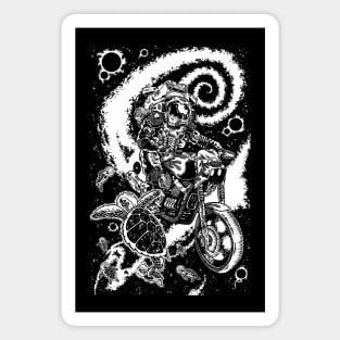 Into the Void Astronaut space turtles psychedelic motorcycle stars Magnet